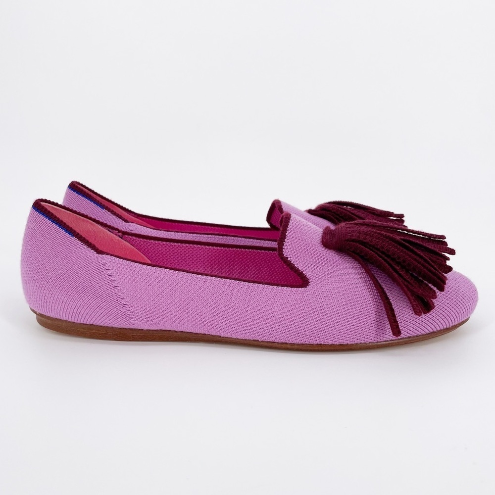 Rothy's Merino Wool Tassel Flats Loafer Women Shoes Mule Very Pink Ballet Tassle - Picture 2 of 4